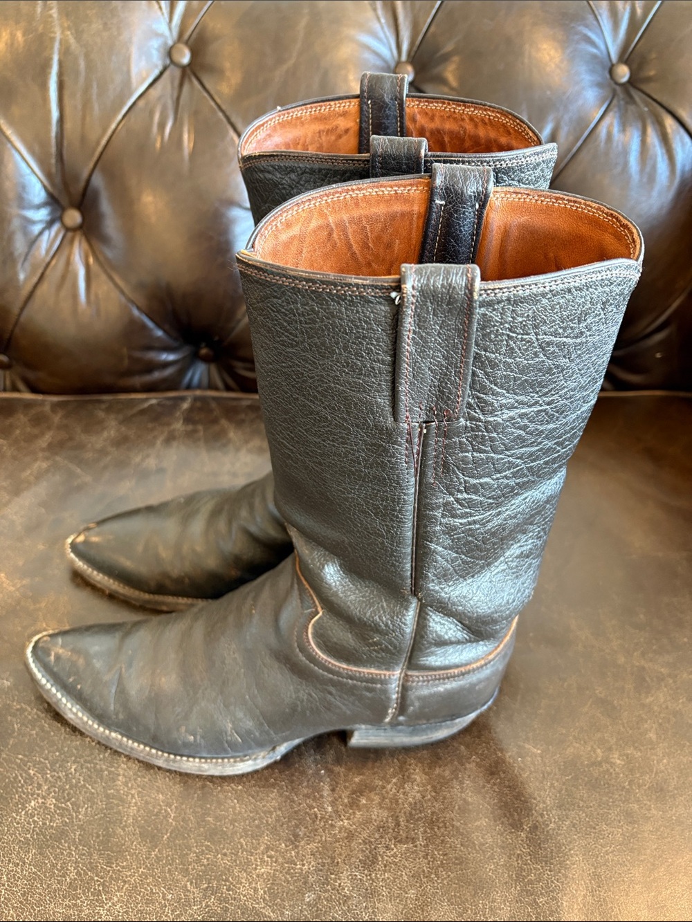 Men’s Dark Brown Leather Western Boots Size 10.5D